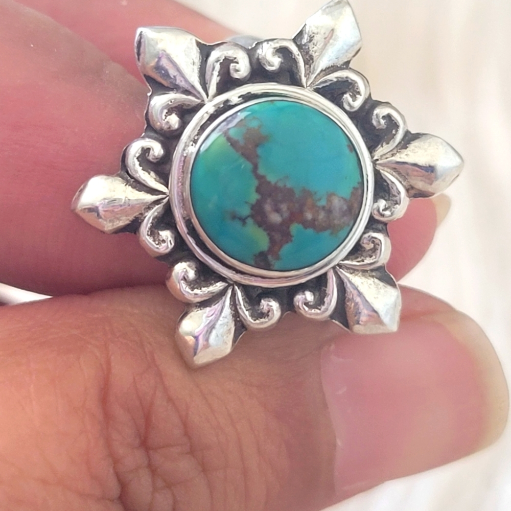Handmade 925 sterling silver & turquoise ring size 6.5